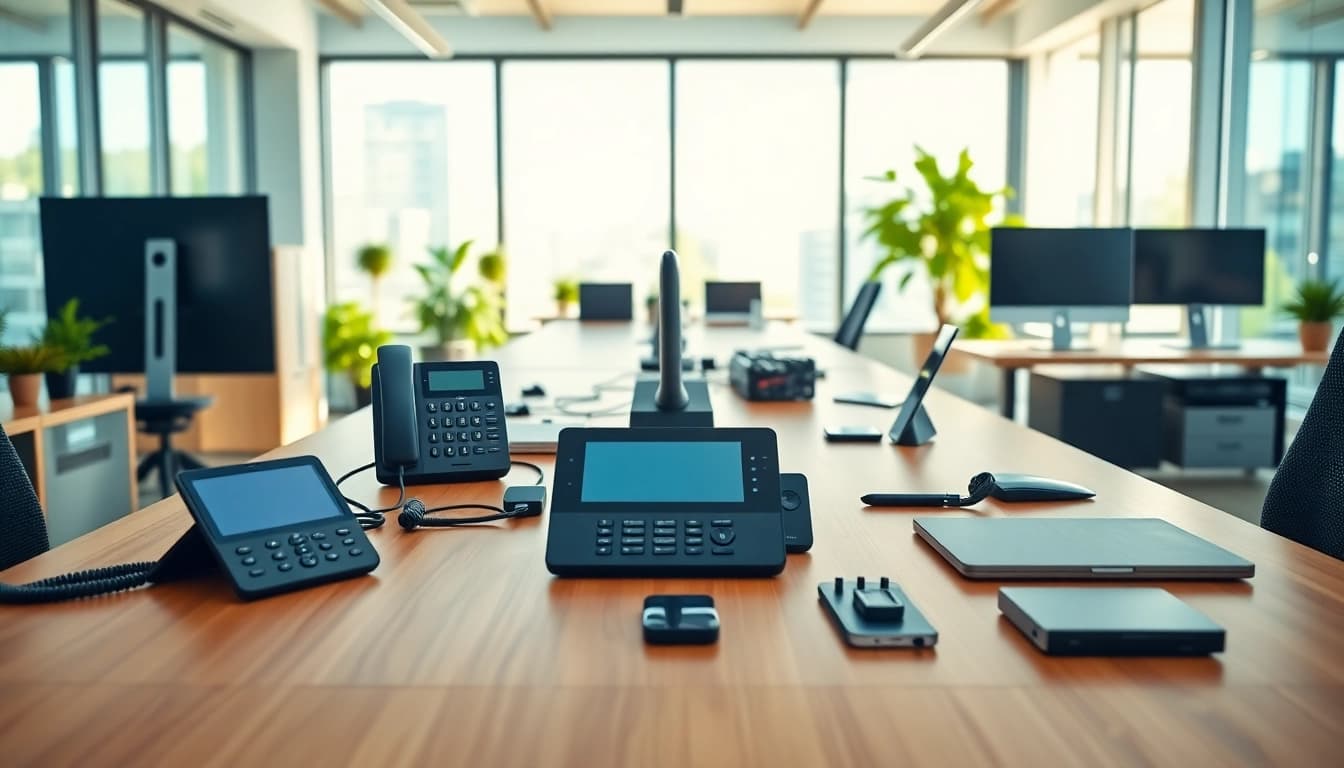 Showcasing a modern business phone system in a professional office environment.