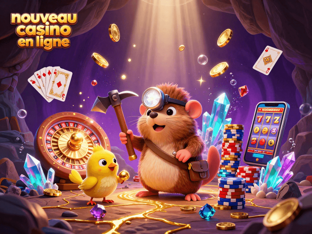 Vivez l'aventure d'un nouveau casino en ligne avec un rat des cavernes joyeux, cherchant de l'or !