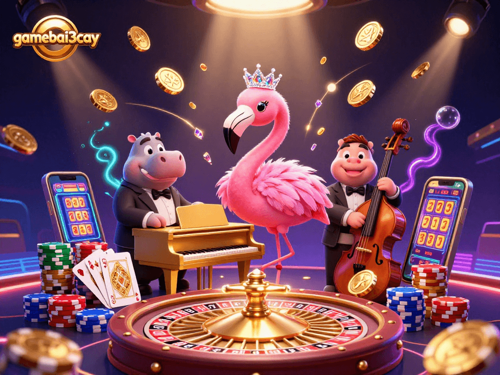 Experience gamebai3cay with vibrant 3D casino scene full of dynamic action and stunning details.