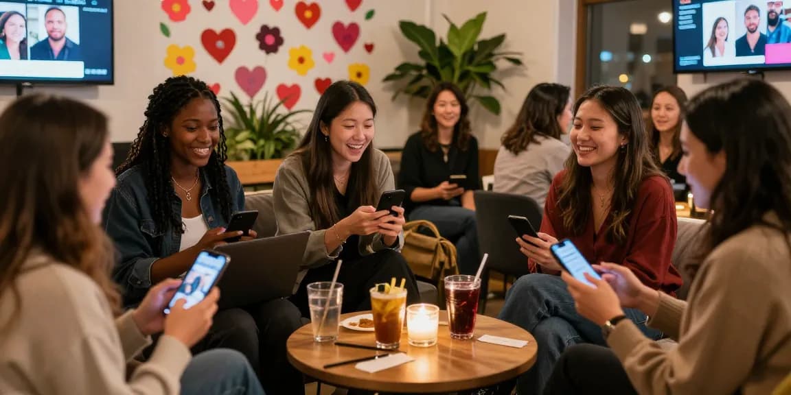 Engaging scene of singles enjoying a dating event showcasing HundRoses' vibrant community.