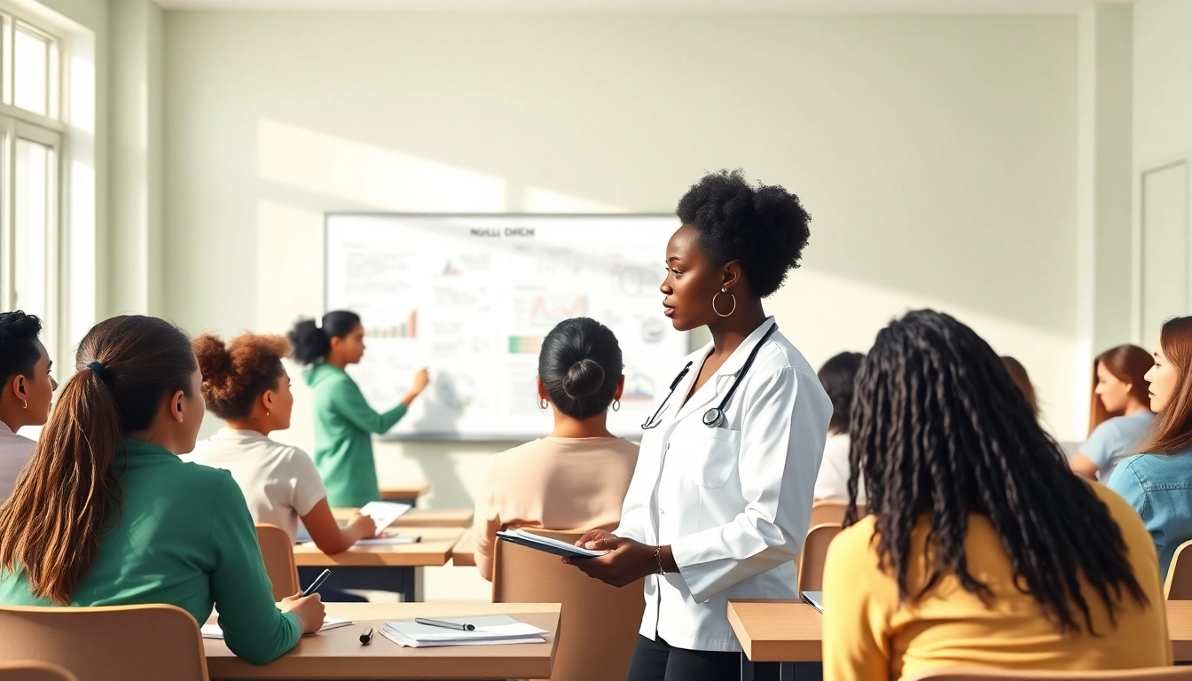 Interactive classroom at the Houston Trusted Nclex review center showcasing diverse nursing students studying.