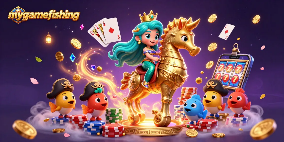 Spin and win with mygamefishing in a vibrant casino-themed underwater adventure.