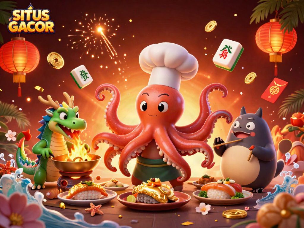 Experience the thrill of SITUS GACOR with 3D characters and vibrant casino elements in a dynamic scene.