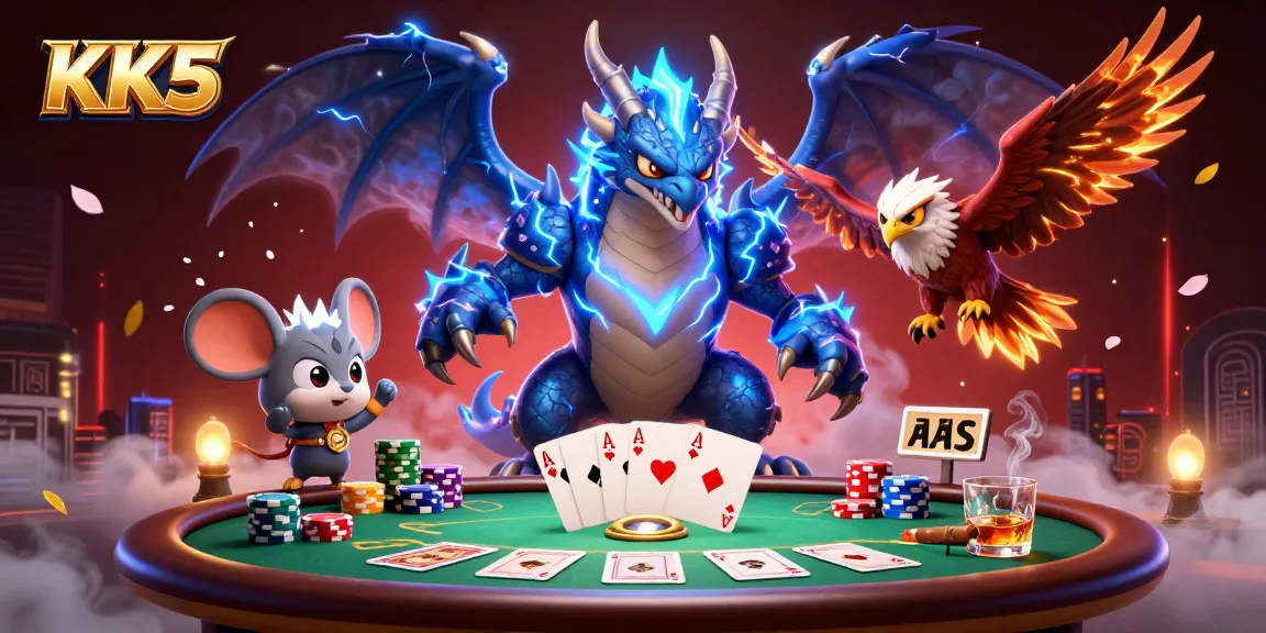 Experience thrilling gameplay at KK5 with a powerful thunder dragon and dynamic poker elements.