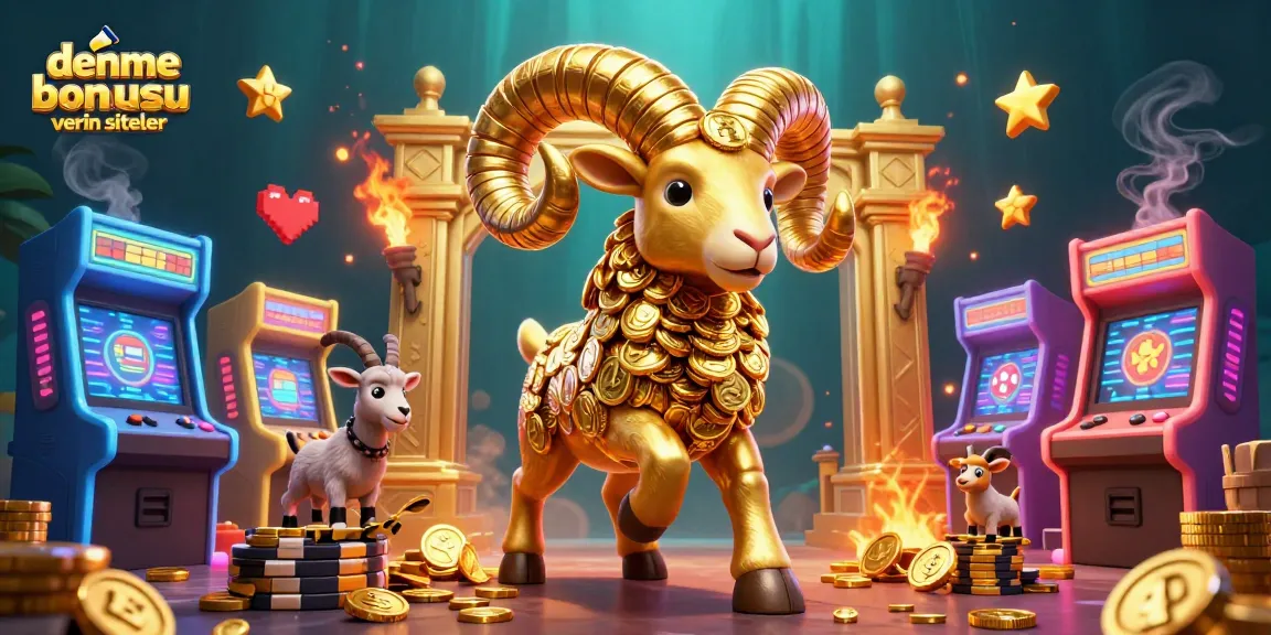 Engaging visual of deneme bonusu veren siteler showcasing a golden ram charging at a casino gate.