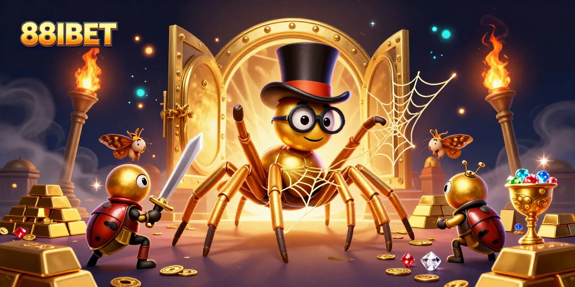 Experience the excitement of 88IBET's thrilling casino atmosphere with golden treasures and adventurous characters.