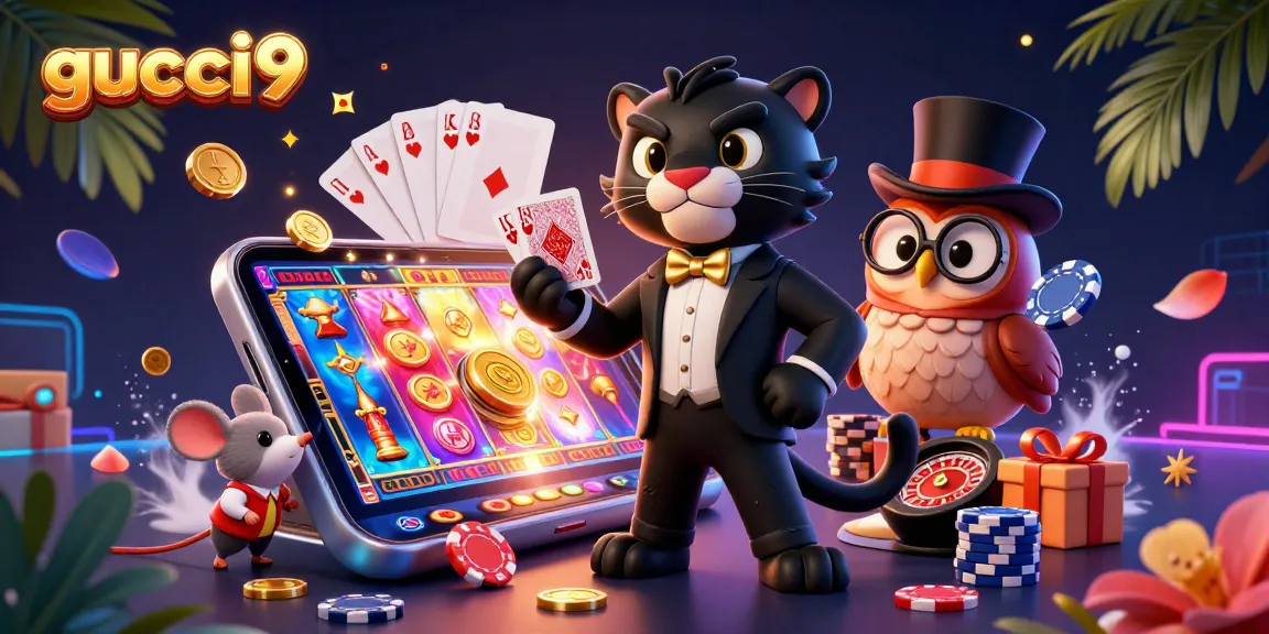 Experience thrilling card games at gucci9 with unique characters and vibrant casino elements.