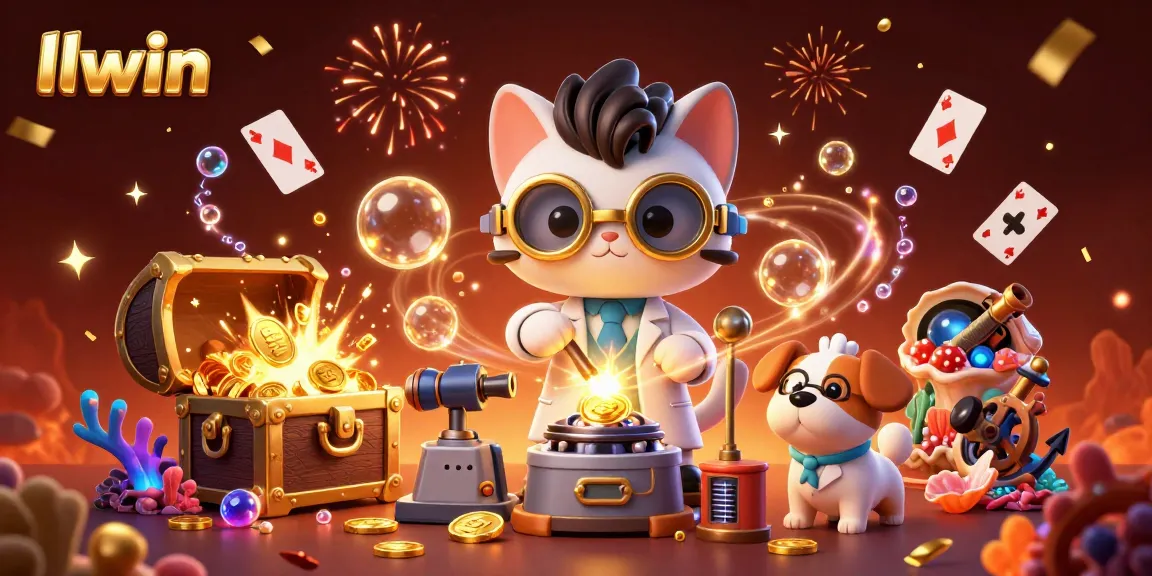 Experience thrilling action at llwin with a vibrant 3D illustration of a gambling adventure.