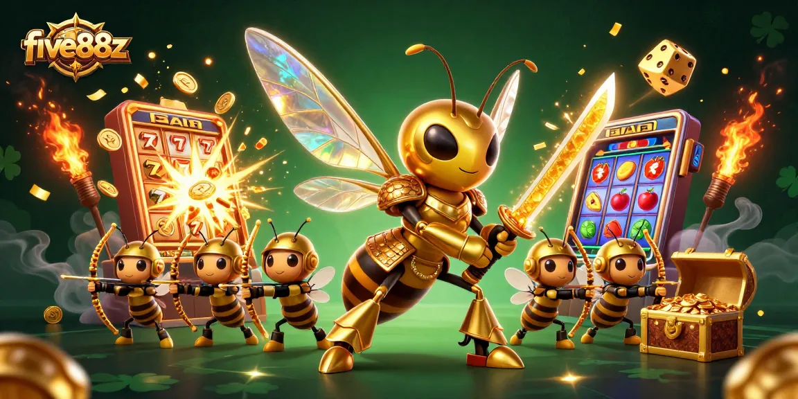 Engage big wins with five88z in this vibrant 3D casino scene featuring thrilling slot machines.