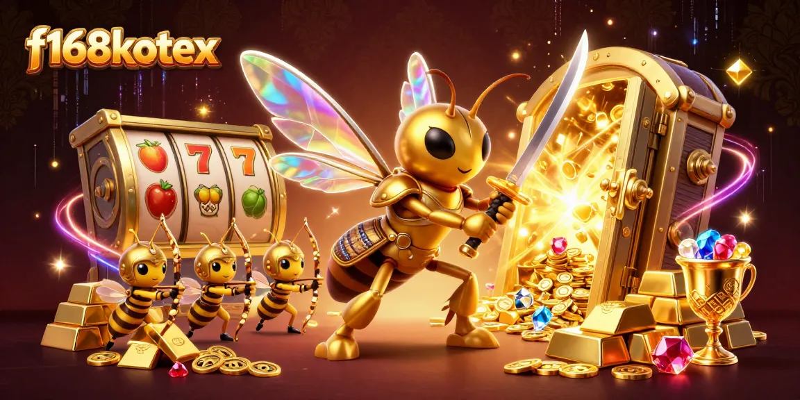 Engage in thrilling slots action with f168kotex amidst a vibrant casino fantasy scene.
