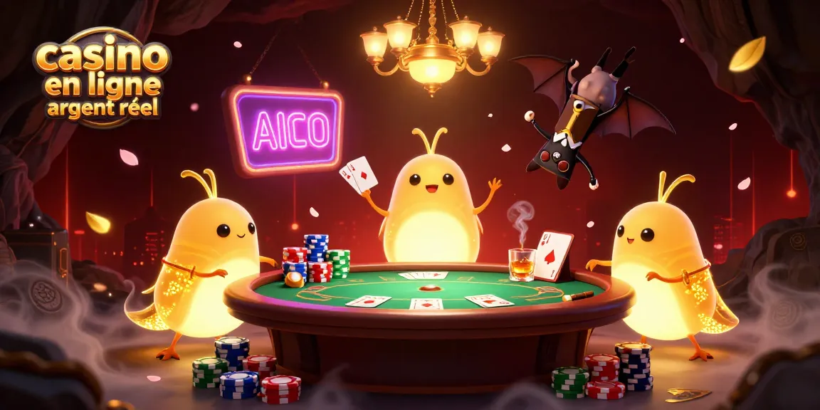 Découvrez le casino en ligne argent réel avec des lucioles illuminant une table de poker captivante.