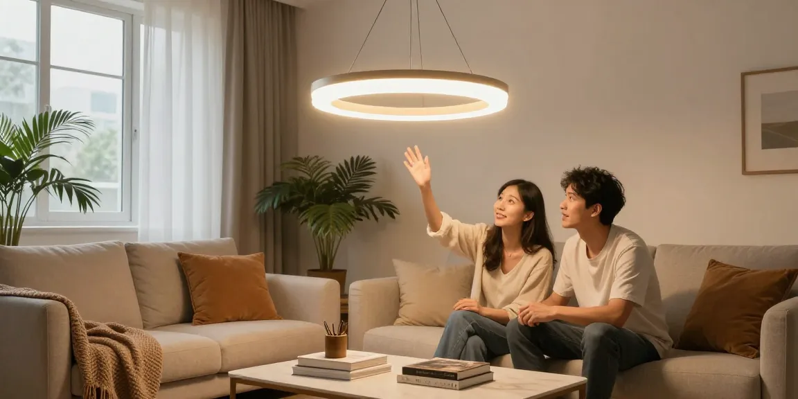 lustra living moderna pe un plafon elegant, creând o atmosferă primitoare în camera de zi