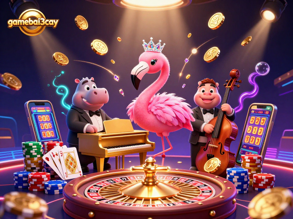 Experience gamebai3cay with vibrant 3D casino scene full of dynamic action and stunning details.