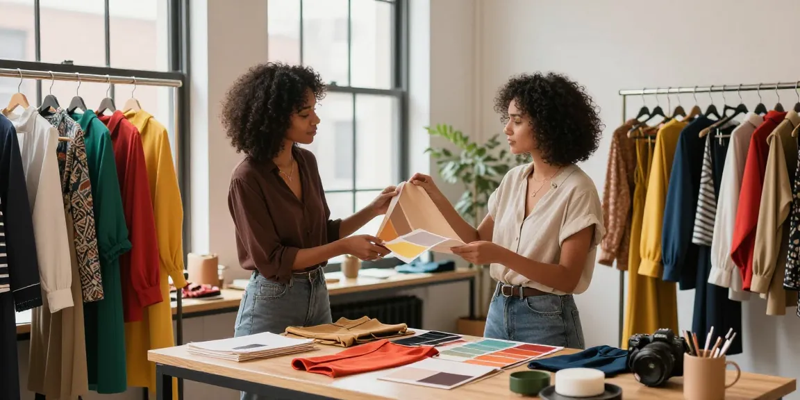 Consulenza d'immagine Milano: consulente di stile che aiuta una cliente a scegliere abiti e colori nel suo studio.