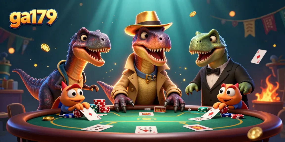 ga179 poker game action with cartoon velociraptor counter, pit boss, and pickpocket