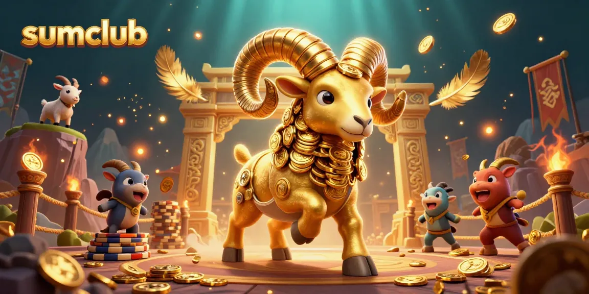 Experience exciting wins at sumclub with a golden ram charging through a casino-themed arena.