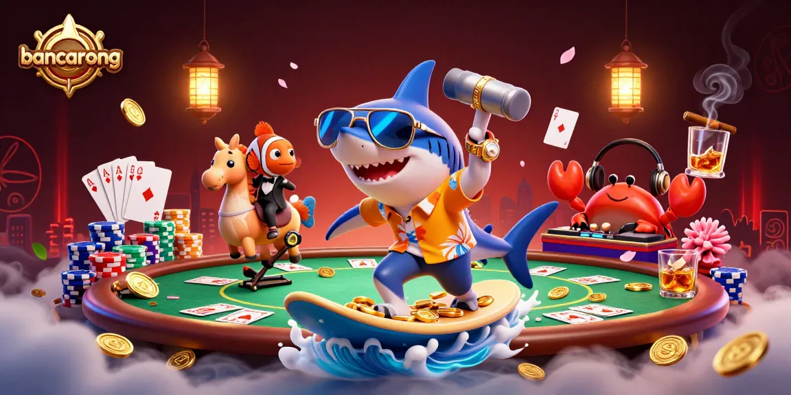 Bancarong celebrates gaming excitement with a vibrant scene of a shark, clownfish, and crab in a casino setting.