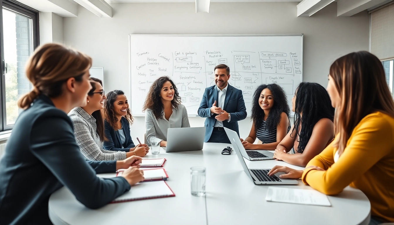 Engaging career coaching session with diverse individuals, fostering collaboration and guidance.