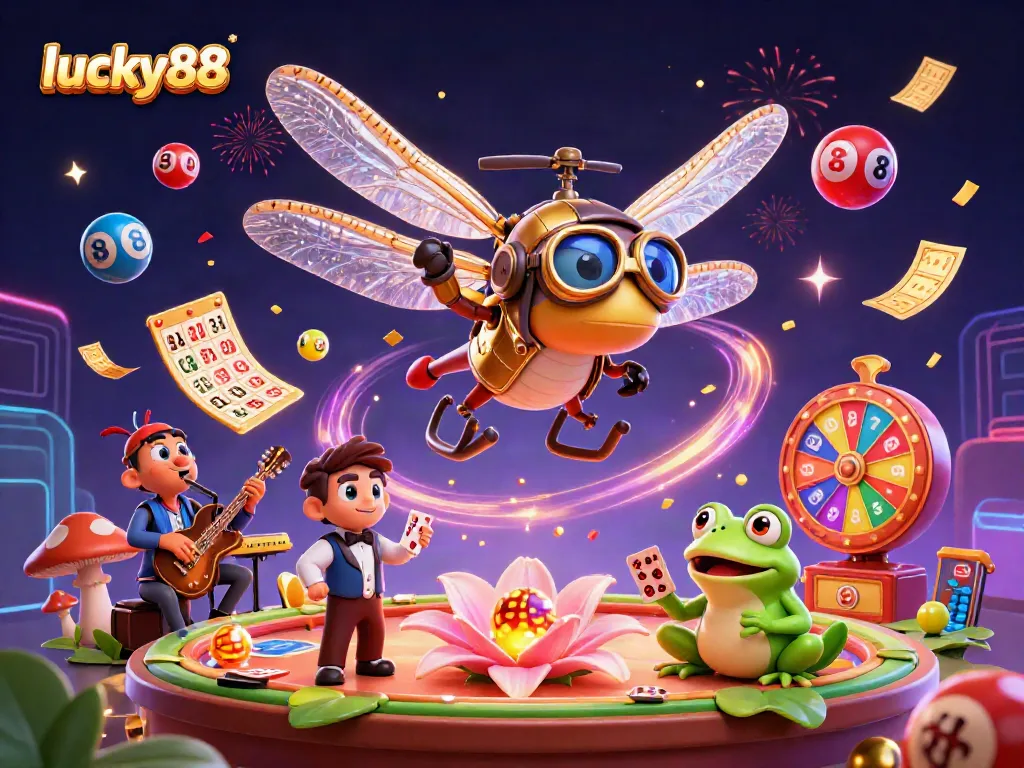 Experience thrilling games at lucky88 with dynamic lottery balls and festive casino atmosphere.