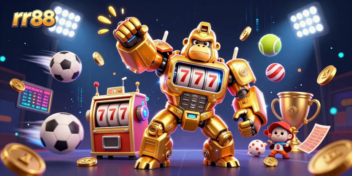 Experience thrilling gameplay with rr88's exclusive golden gorilla mech and dynamic sports elements.