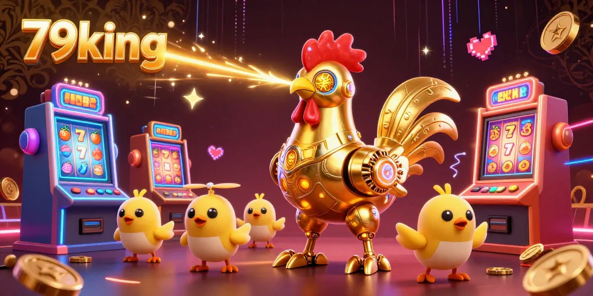 Engage with the vibrant 79king slot games featuring a golden rooster and dynamic arcade elements.