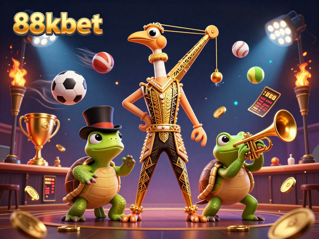 Engage in thrilling gameplay with 88kbet — a vibrant casino scene featuring energetic characters and game elements.