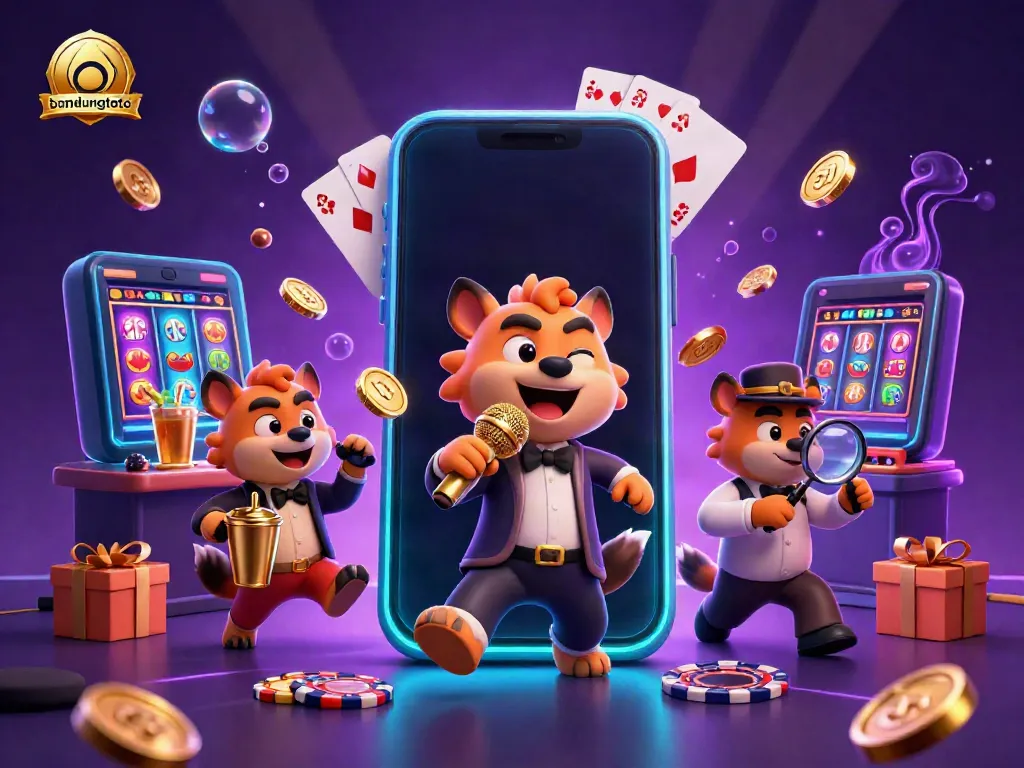 Experience the vibrant atmosphere of bandungtoto with engaging hyena characters in a dynamic casino scene.