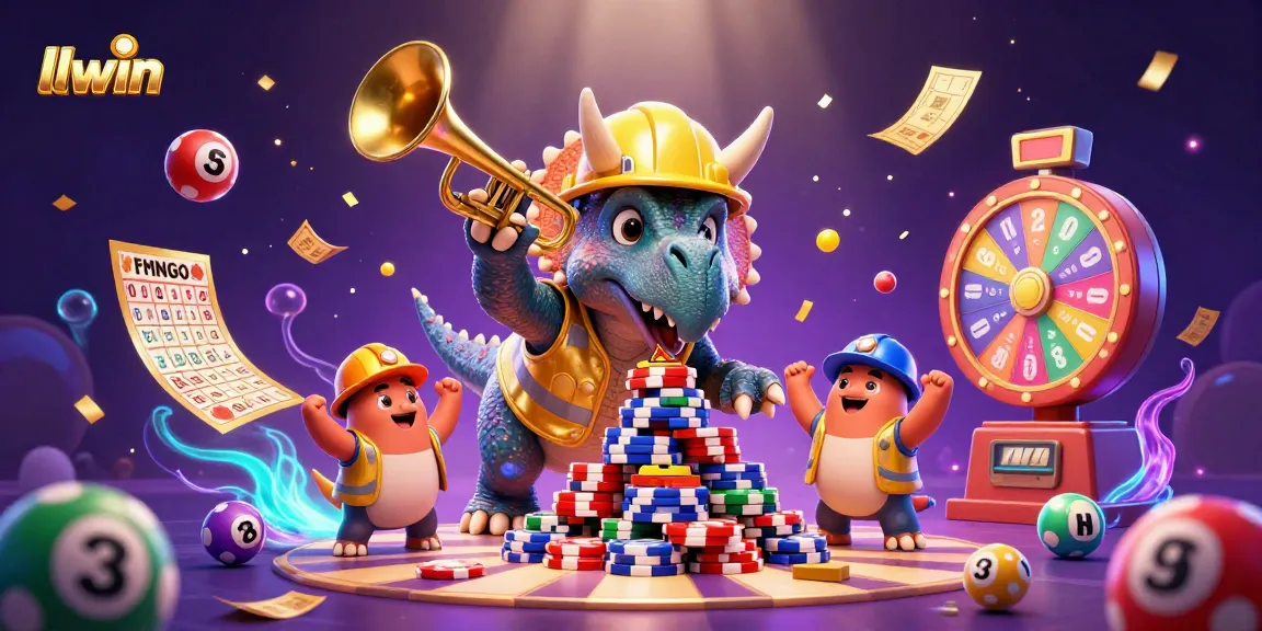 llwin brings excitement with dynamic 3D illustration of casino-themed celebration and games.