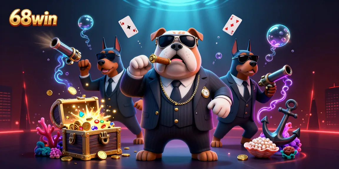 Experience thrilling wins at 68win with a vibrant 3D casino adventure illustration.