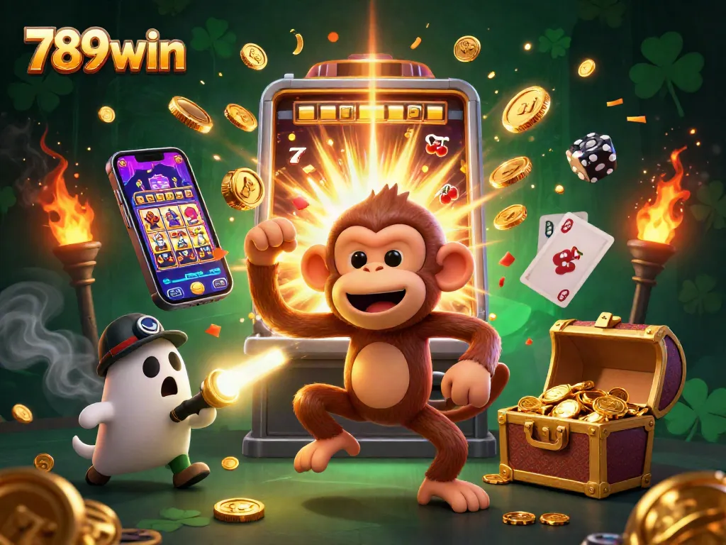 Experience the thrilling excitement of 789win at a lively haunted casino with mischievous characters and vibrant jackpots.