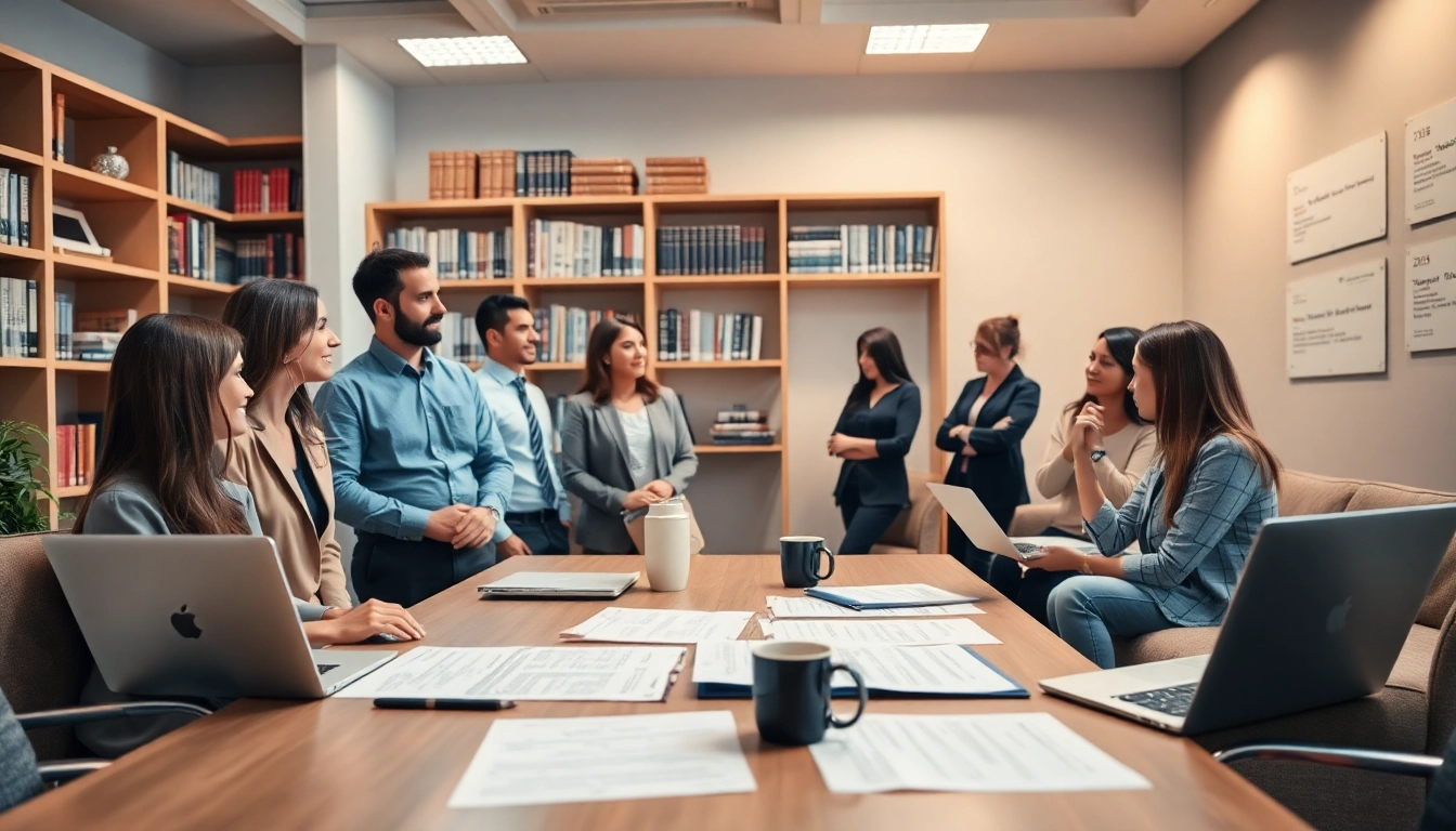 Engaging title insurance services consultation with diverse agents and clients in a professional setting.