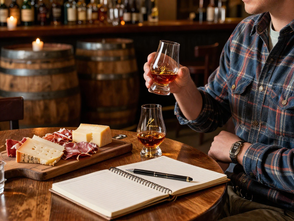 Enjoying Weller Antique 107 Bourbon in a cozy bar during a tasting session
