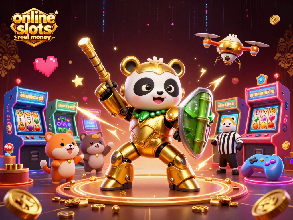 Experience online slots real money with engaging 3D cartoon characters in an exciting casino-themed arena.