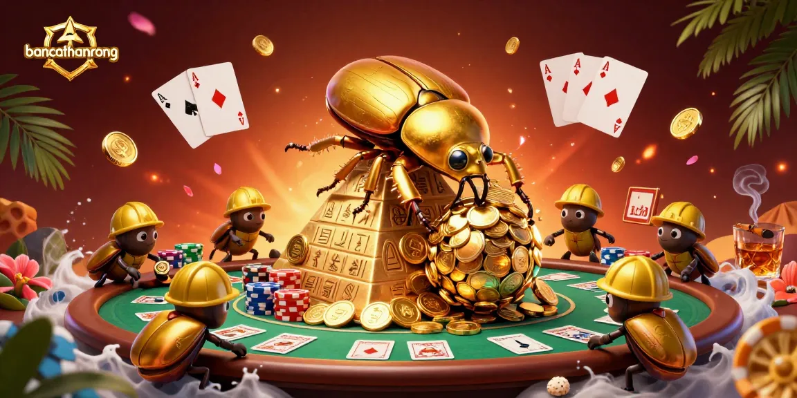 Experience the fun of bancathanrong with colorful poker elements and golden coin-themed characters.