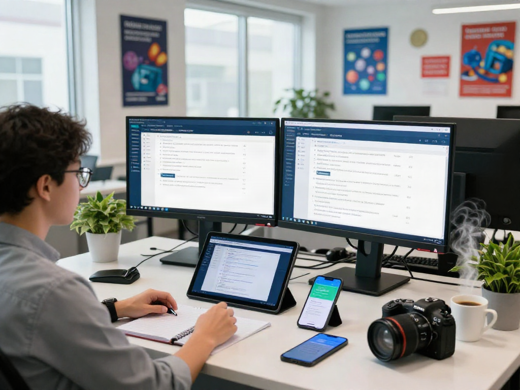 먹튀스팟 검증사이트 in a modern verification office showcasing online safety checks for betting platforms.