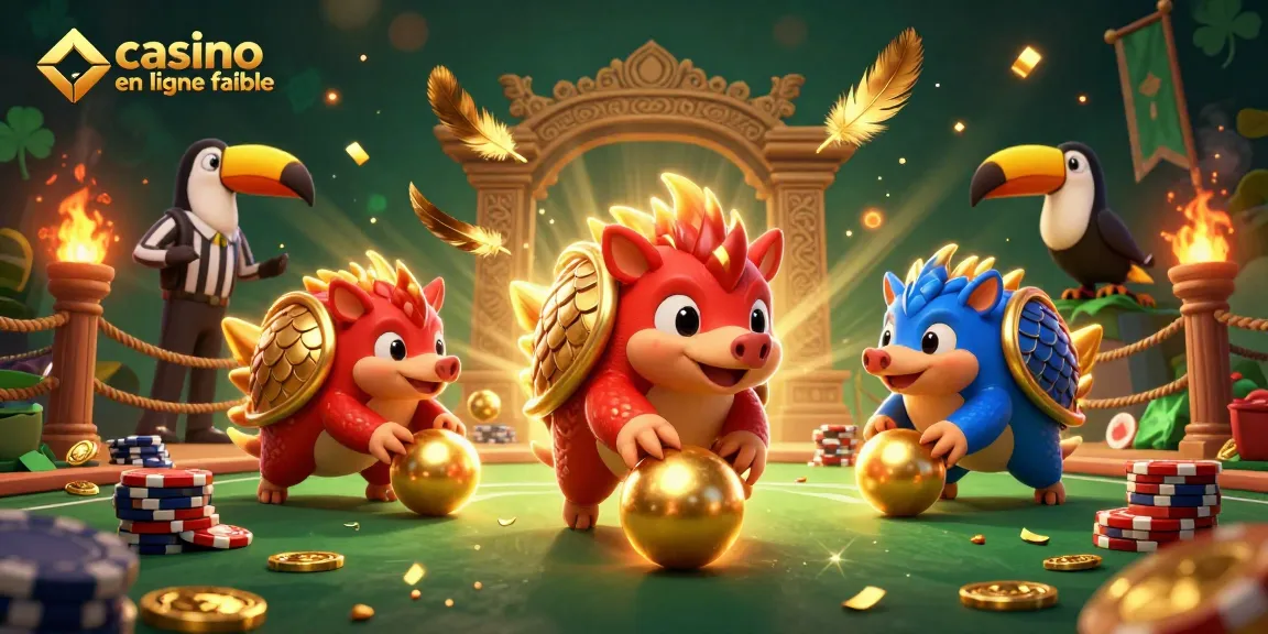 Une illustration animée 3D représentant un rival pangolin dans un jeu de casino en ligne fiable, entouré de jetons.