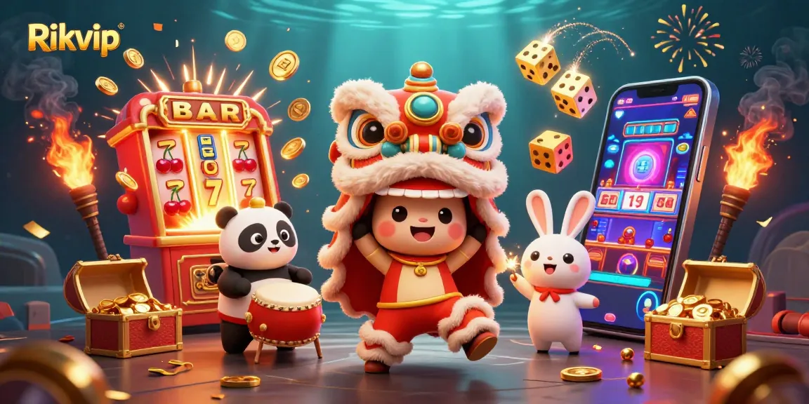 Experience thrilling wins at Rikvip with vibrant casino elements and lively characters in action.