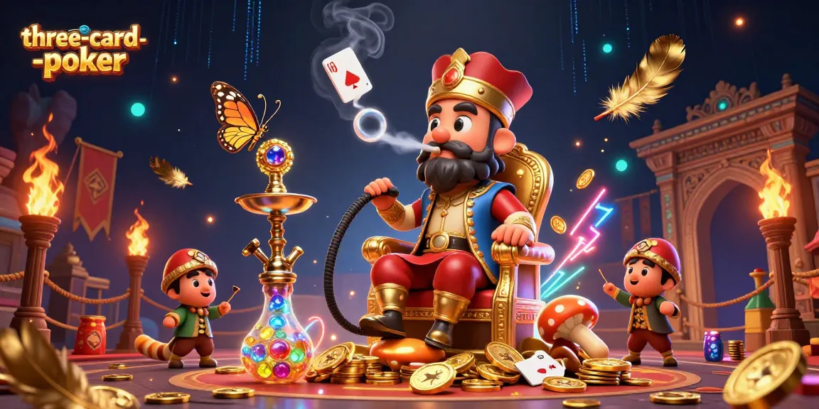 Experience three-card-poker gameplay as a colorful caterpillar master creates poker symbols.