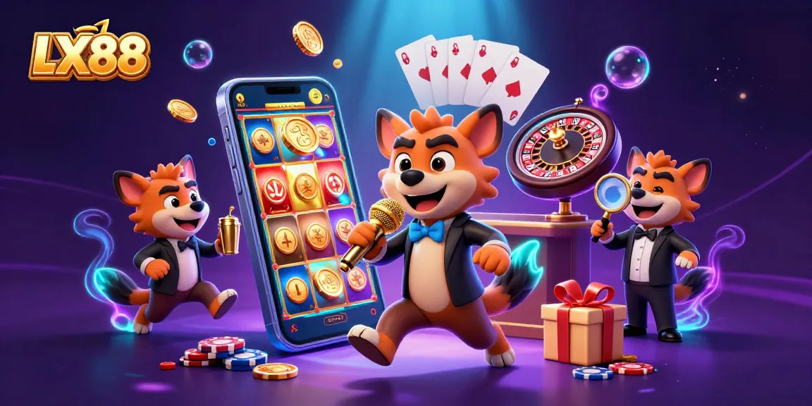 LX88 hyena comedy casino club scene lively with playful gambling elements and vibrant colors.