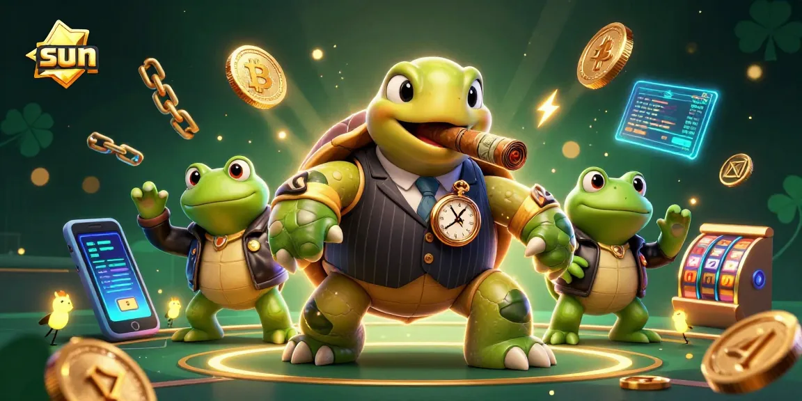 Engage with thrilling slots and crypto adventures among vibrant casino characters under the sun.