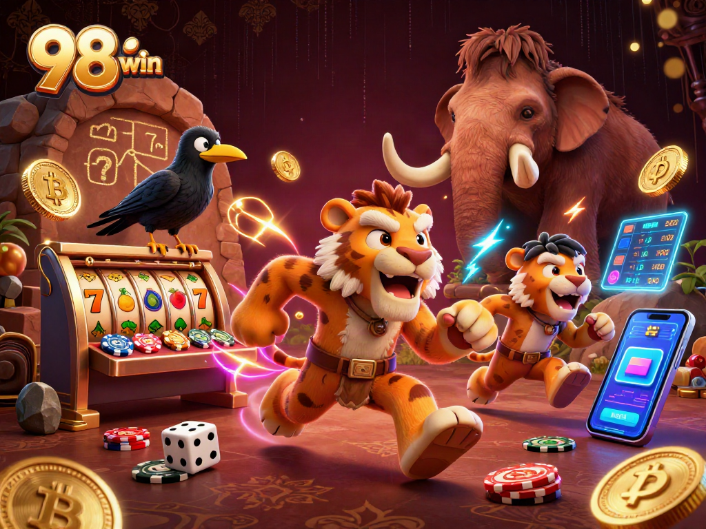 Bet on exciting outcomes at 98 win with cavemen and their prehistoric casino.