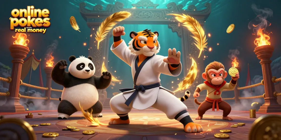 Spin to win with online pokies australia real money featuring a 3D tiger master and panda disciple.