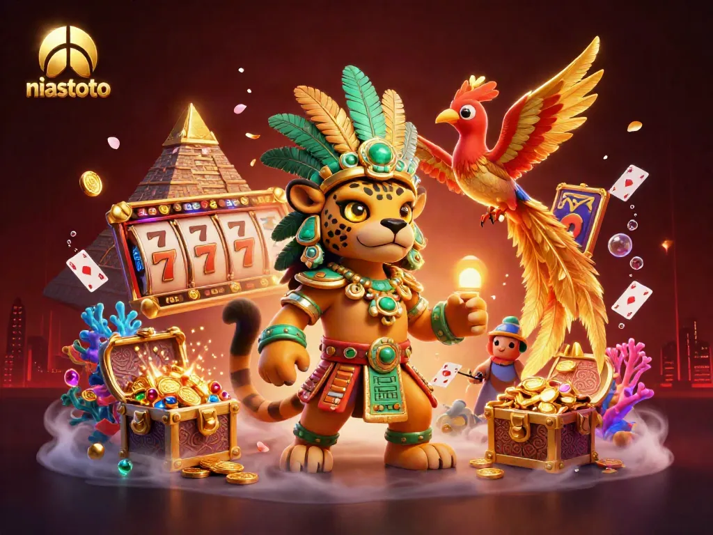 Experience niastoto gaming adventures with a vibrant, dynamic depiction of mythical creatures amidst stunning casino elements.