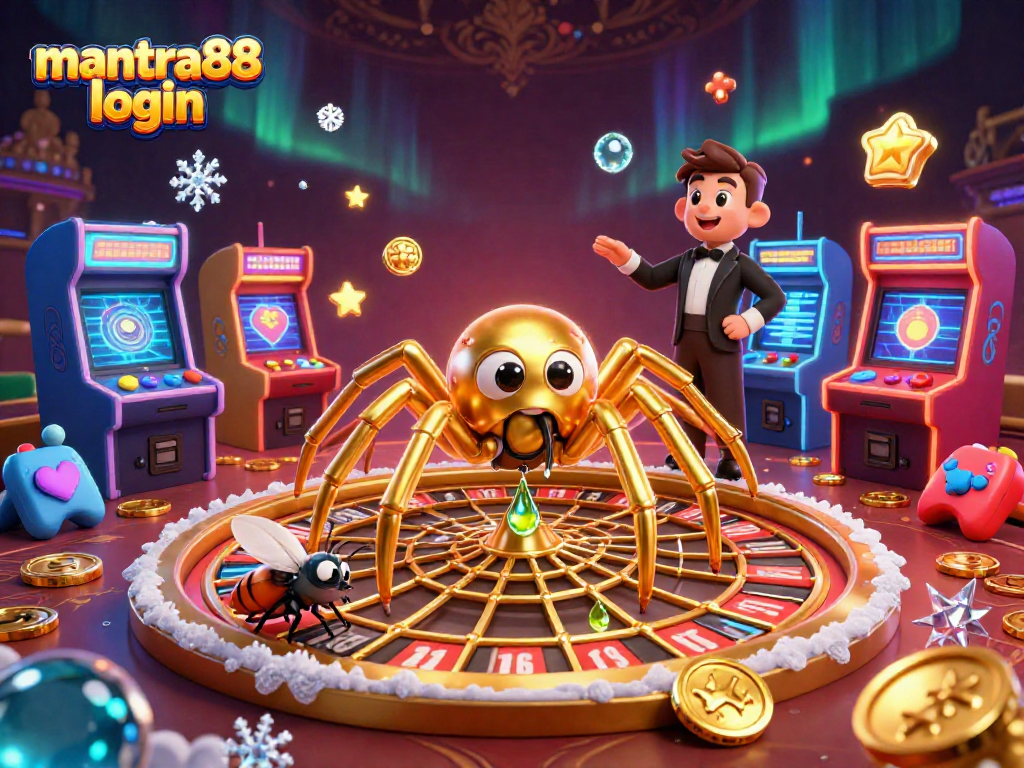 Place bets wisely at Mantra88 login with a golden spider roulette theme.