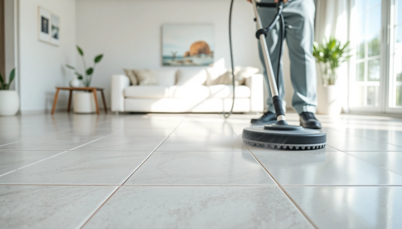 Tile cleaning placer county showcasing a technician expertly cleaning tiles in a bright home.