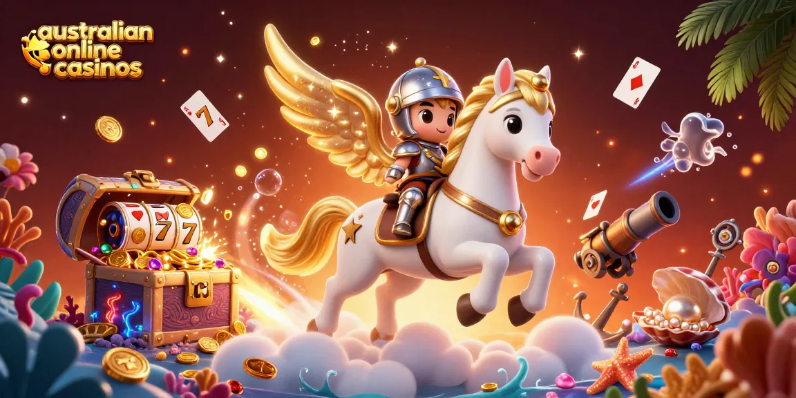 Experience the thrill of australian online casinos with our vibrant 3D illustrated scene.