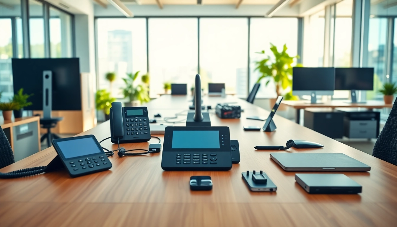 Showcasing a modern business phone system in a professional office environment.