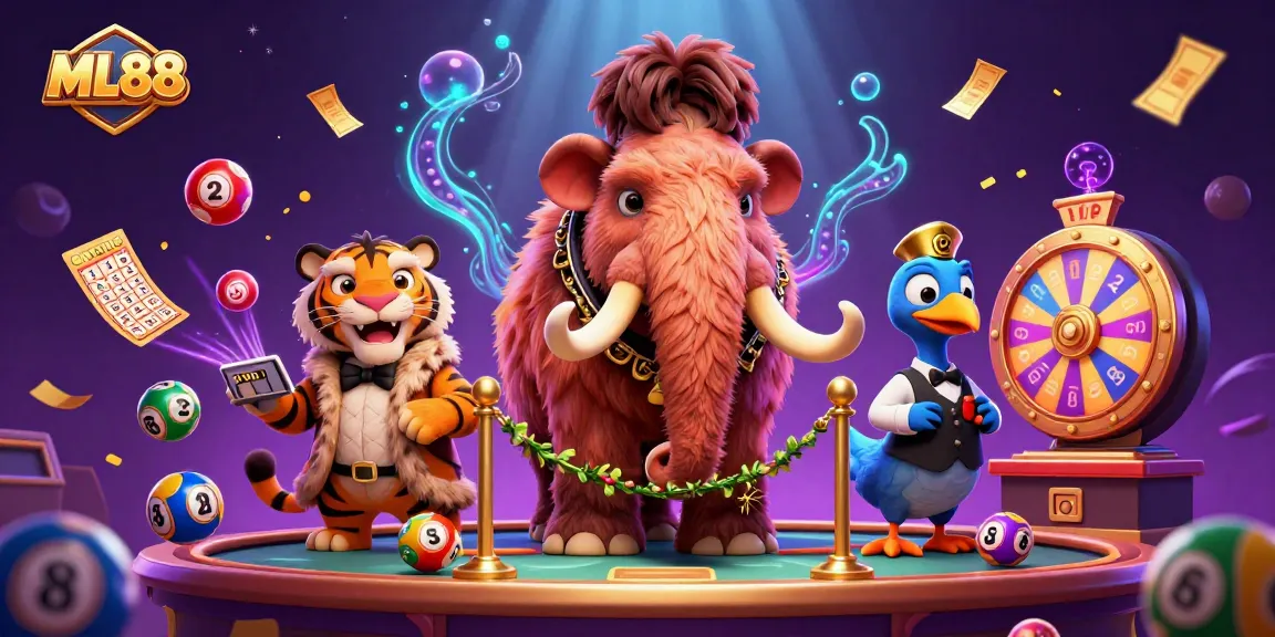 Engage with ML88's vibrant casino scene featuring cartoon characters and dynamic game elements.