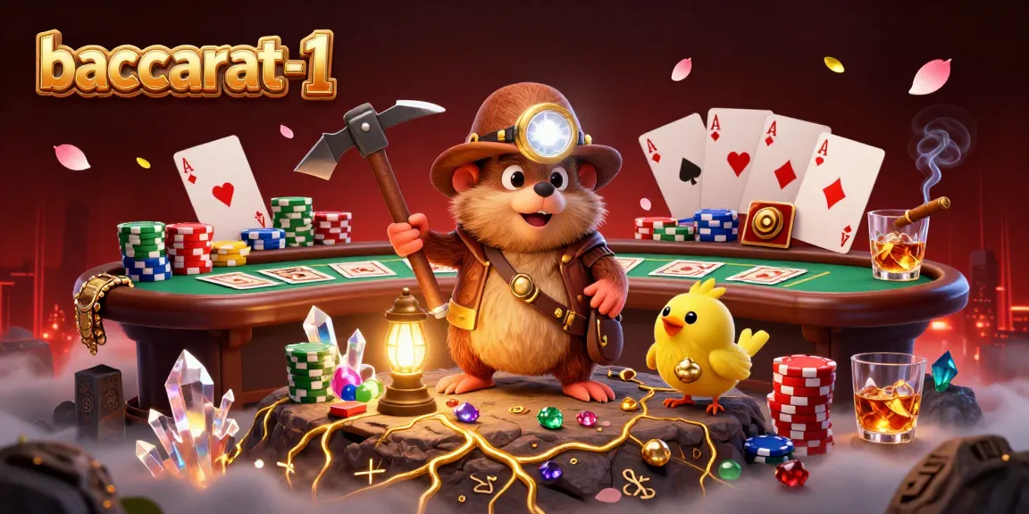 Baccarat-1 game scene featuring characters and poker elements, enriching the online gaming experience