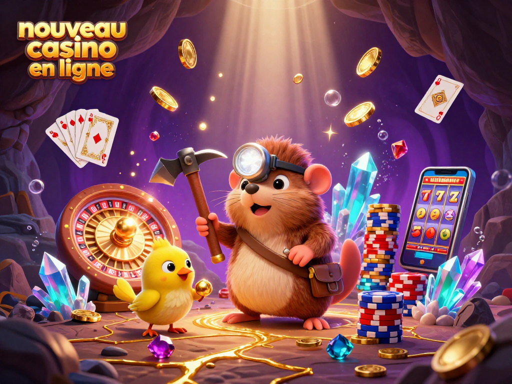 Vivez l'aventure d'un nouveau casino en ligne avec un rat des cavernes joyeux, cherchant de l'or !